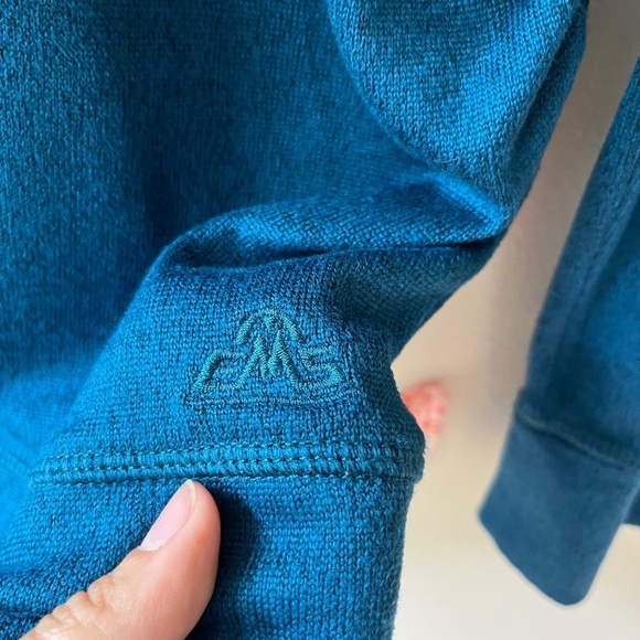 Eastern Mountain Sports Sz L Teal Stretch V Neck Blouse Sweater Fleece Pullover - Picture 4 of 10
